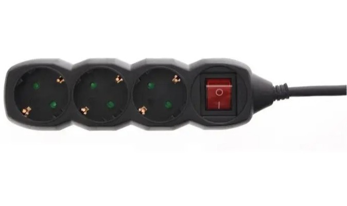 Prelungitor 3P 3M 3x1,5mmp, negru, Well